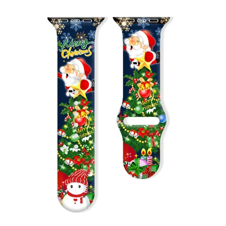 クリスマス柄リバースバックルシリコンウォッチバンド、Apple Watch 46mm / 49mm / 45mm / 44mm用、Apple Watch 42mm / 41mm / 40mm / 38mm用