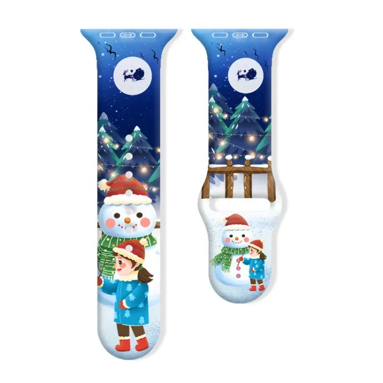 クリスマス柄リバースバックルシリコンウォッチバンド、Apple Watch 46mm / 49mm / 45mm / 44mm用、Apple Watch 42mm / 41mm / 40mm / 38mm用
