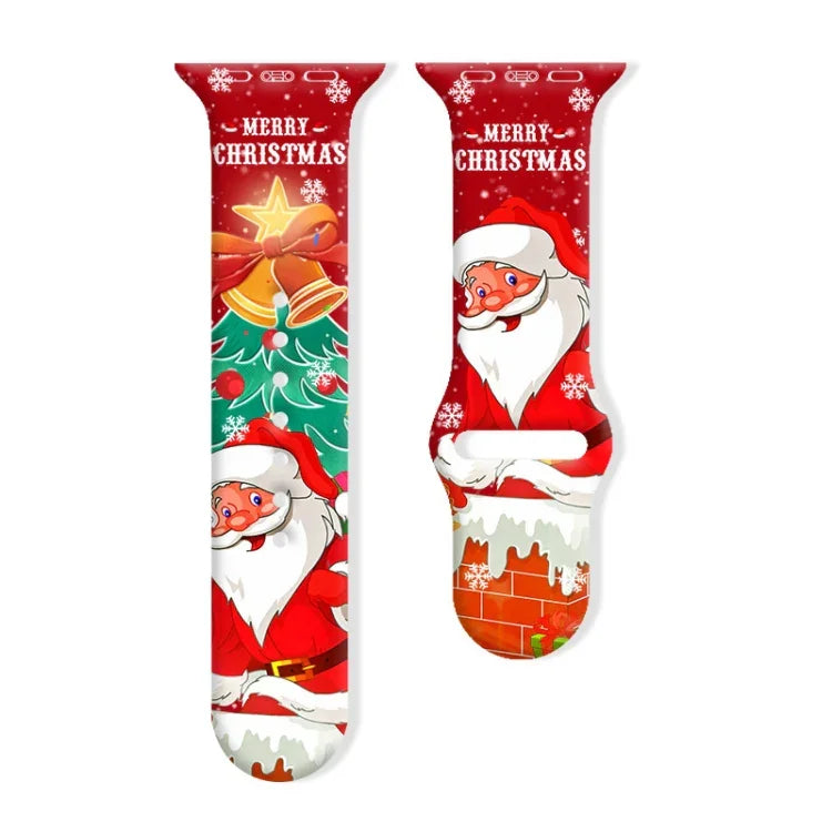 クリスマス柄リバースバックルシリコンウォッチバンド、Apple Watch 46mm / 49mm / 45mm / 44mm用、Apple Watch 42mm / 41mm / 40mm / 38mm用