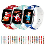 クリスマス柄リバースバックルシリコンウォッチバンド、Apple Watch 46mm / 49mm / 45mm / 44mm用、Apple Watch 42mm / 41mm / 40mm / 38mm用