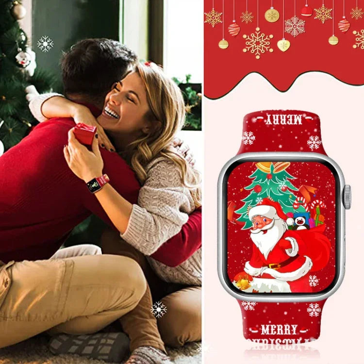 クリスマス柄リバースバックルシリコンウォッチバンド、Apple Watch 46mm / 49mm / 45mm / 44mm用、Apple Watch 42mm / 41mm / 40mm / 38mm用