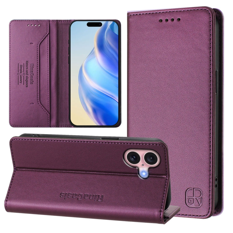 RC01二つ折りマグネット吸着RFIDレザースマホケース、iPhone 16 Pro用、iPhone 16 Plus用、iPhone 16用、iPhone 15 Pro Max用、iPhone 15 Pro用、iPhone 15 Plus用