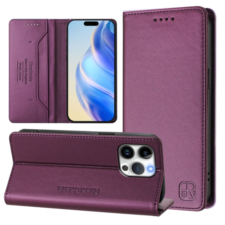 RC01二つ折りマグネット吸着RFIDレザースマホケース、iPhone 16 Pro用、iPhone 16 Plus用、iPhone 16用、iPhone 15 Pro Max用、iPhone 15 Pro用、iPhone 15 Plus用