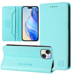 RC01二つ折りマグネット吸着RFIDレザースマホケース、iPhone 16 Pro用、iPhone 16 Plus用、iPhone 16用、iPhone 15 Pro Max用、iPhone 15 Pro用、iPhone 15 Plus用