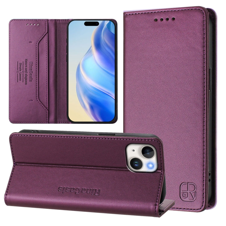 RC01二つ折りマグネット吸着RFIDレザースマホケース、iPhone 16 Pro用、iPhone 16 Plus用、iPhone 16用、iPhone 15 Pro Max用、iPhone 15 Pro用、iPhone 15 Plus用