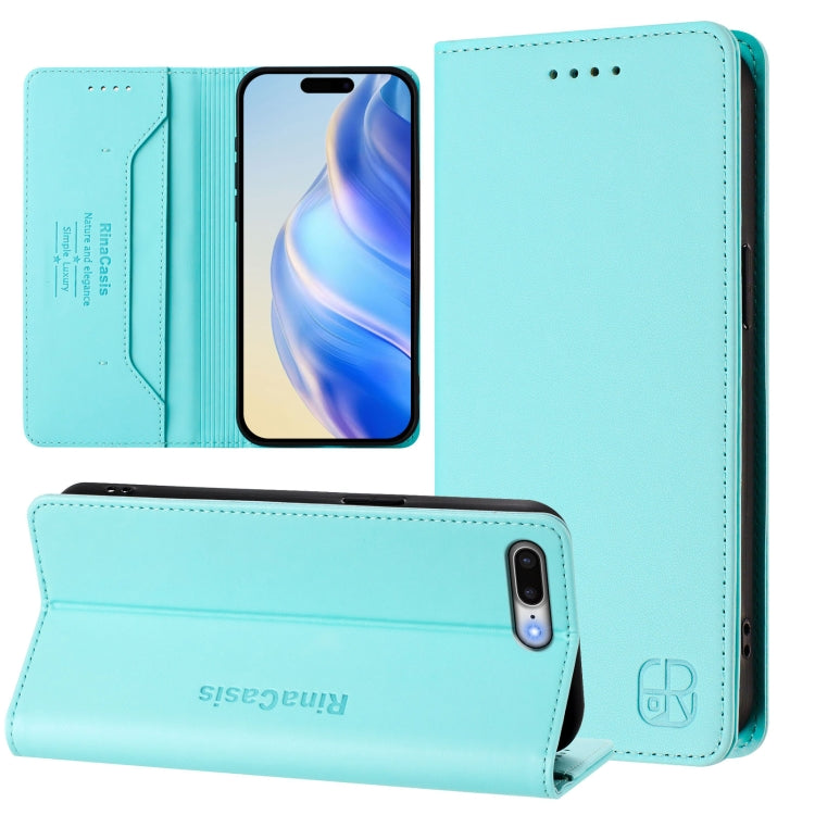 RC01 Dual-Folded Magnetic Suction RFID Leather Phone Case, For iPhone 7 Plus / 8 Plus