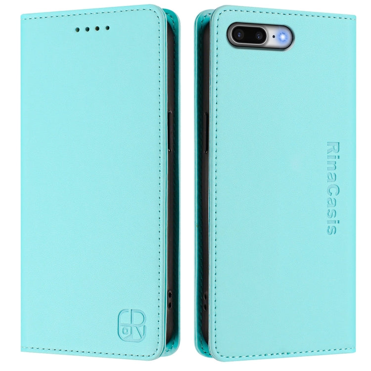 RC01 Dual-Folded Magnetic Suction RFID Leather Phone Case, For iPhone 7 Plus / 8 Plus