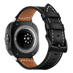 黒バックル本革時計バンド、Samsung Galaxy Watch Ultra 47mm / Ultra 2025用