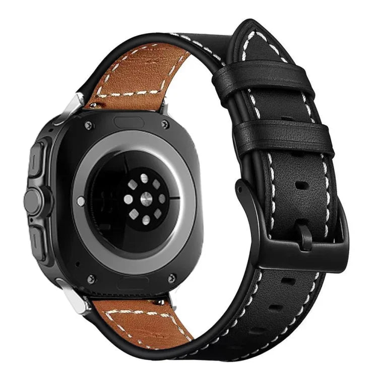 黒バックル本革時計バンド、Samsung Galaxy Watch Ultra 47mm / Ultra 2025用