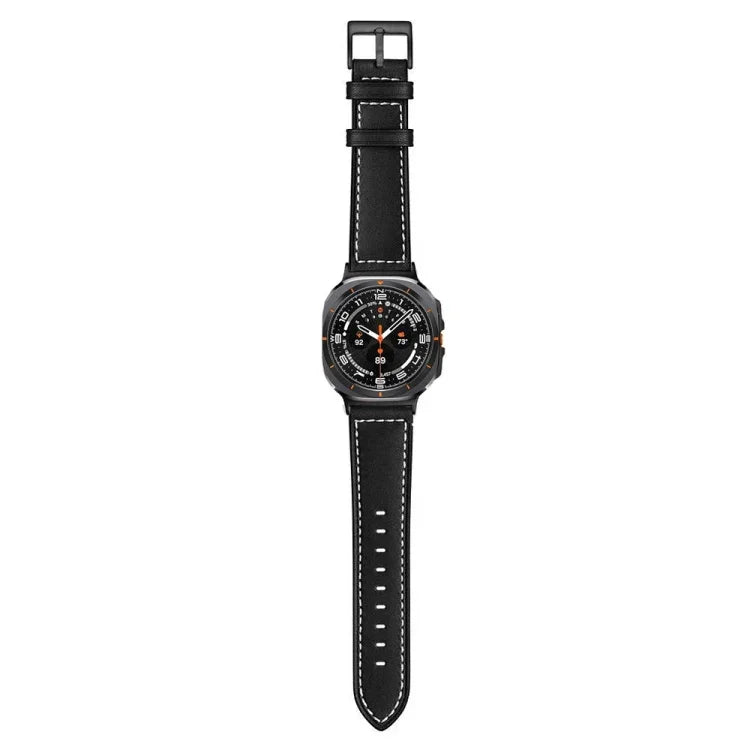 黒バックル本革時計バンド、Samsung Galaxy Watch Ultra 47mm / Ultra 2025用