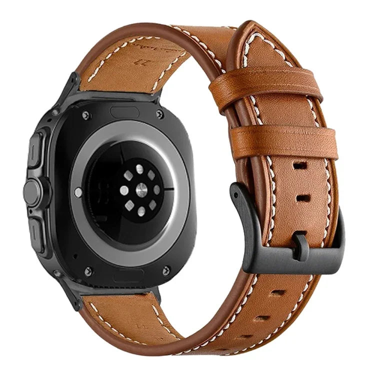 黒バックル本革時計バンド、Samsung Galaxy Watch Ultra 47mm / Ultra 2025用