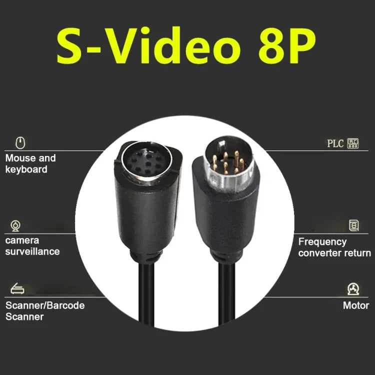 90度ミニDIN 8ピン TV オーディオアダプターケーブル S-Video TVボックスケーブル、0.5m、1.8m、3m