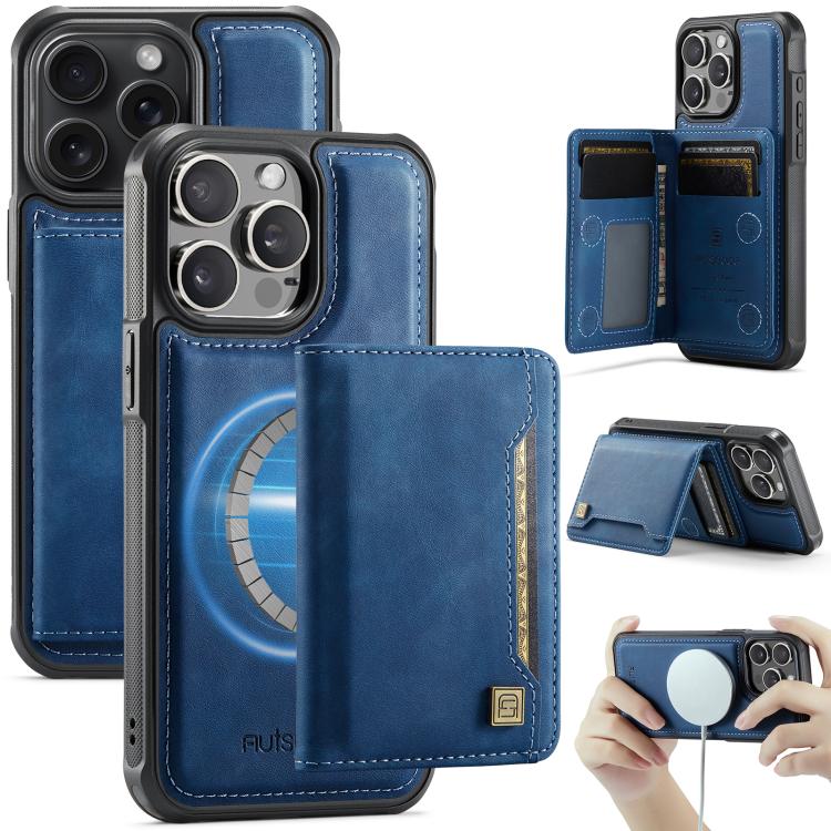 AutSpace A13 MagSafe磁気RFIDフリップカードバッグ電話ケース、iPhone 12 Pro Max用、iPhone 12 Pro用
