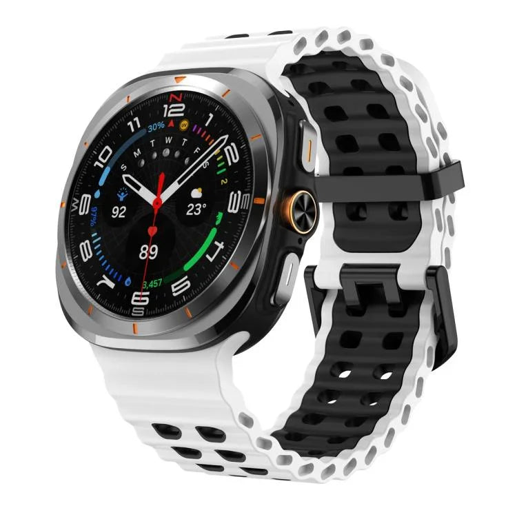オーシャン二色二列穴シリコン時計バンド、Samsung Galaxy Watch Ultra 47mm / Ultra 2025用