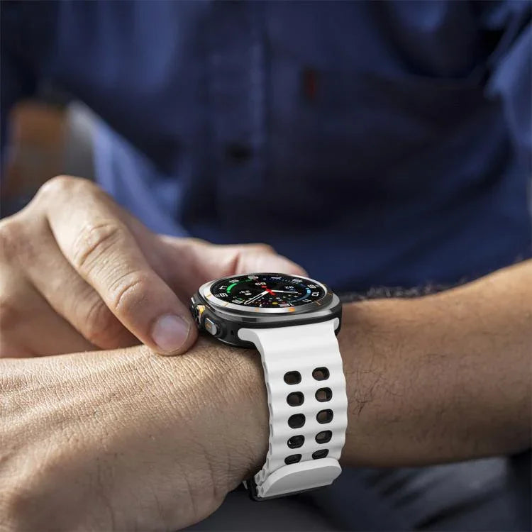 オーシャン二色二列穴シリコン時計バンド、Samsung Galaxy Watch Ultra 47mm / Ultra 2025用