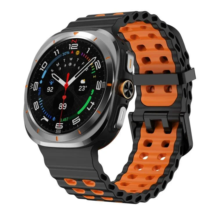 オーシャン二色二列穴シリコン時計バンド、Samsung Galaxy Watch Ultra 47mm / Ultra 2025用