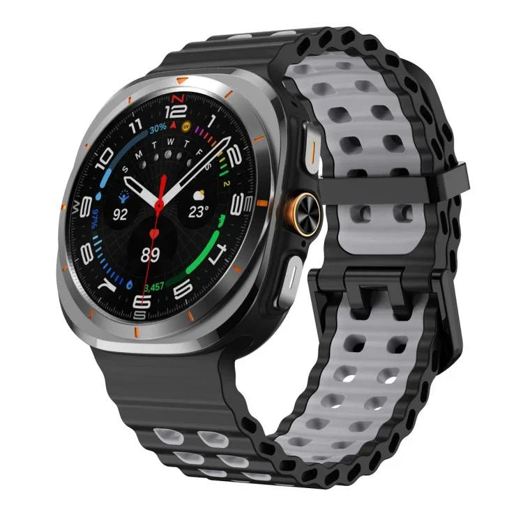 オーシャン二色二列穴シリコン時計バンド、Samsung Galaxy Watch Ultra 47mm / Ultra 2025用