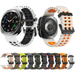 オーシャン二色二列穴シリコン時計バンド、Samsung Galaxy Watch Ultra 47mm / Ultra 2025用