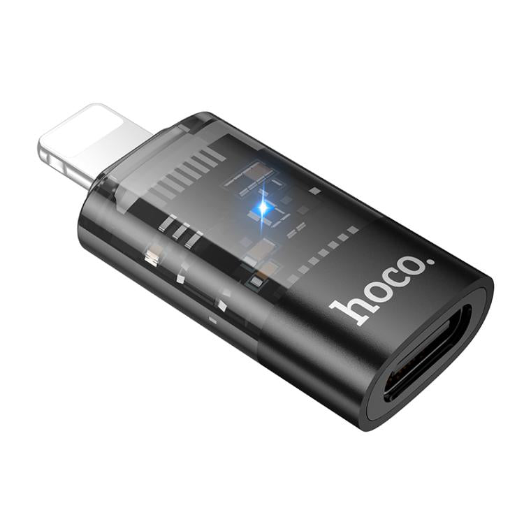 hoco UA36A 8ピンオス to USB-C / Type-C メス OTG 透明アダプター、8ピンオス to USB-C / Type-C メス
