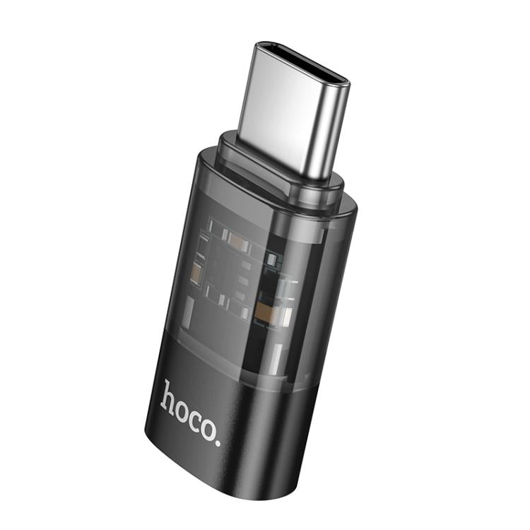hoco UA36D USB-C / Type-C オス to 8ピン メス OTG 透明アダプター、USB-C / Type-C オス to 8ピン メス