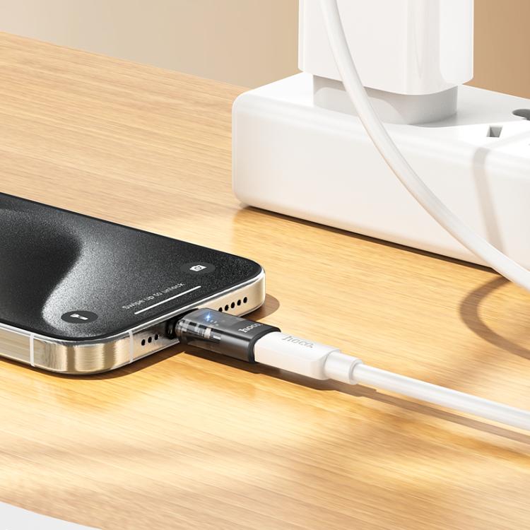hoco UA36D USB-C / Type-C オス to 8ピン メス OTG 透明アダプター、USB-C / Type-C オス to 8ピン メス