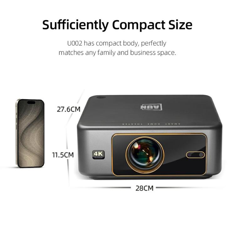 AUN U002 1920x1080P 970ANSI Android 12 ホームシアター スマートプロジェクター、USプラグ、UKプラグ、AUプラグ、EUプラグ