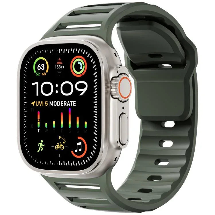 Single Nail Dual-Color Multi-hole Silicone Watch Band, For Apple Watch 46mm / 49mm / 45mm / 44mm