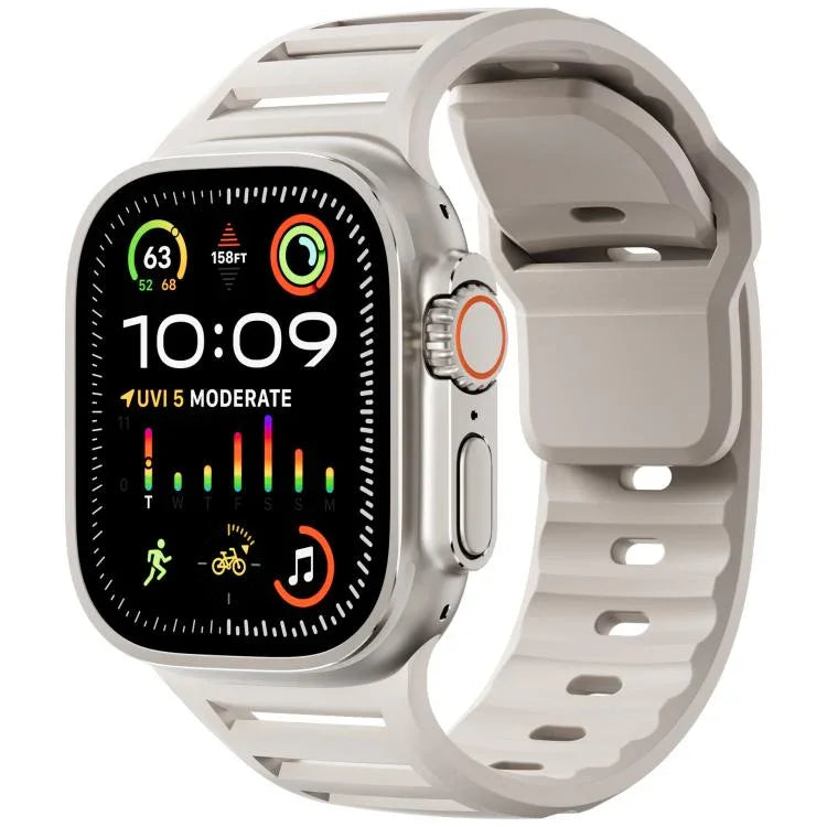 Single Nail Dual-Color Multi-hole Silicone Watch Band, For Apple Watch 46mm / 49mm / 45mm / 44mm