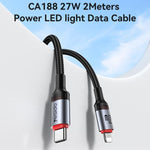Yesido CA182 PD27W 3A USB-C / Type-Cから8ピン充電データケーブル、長さ：1.2m、CA182