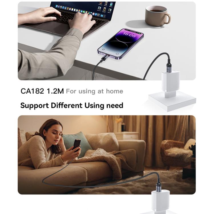 Yesido CA182 PD27W 3A USB-C / Type-Cから8ピン充電データケーブル、長さ：1.2m、CA182