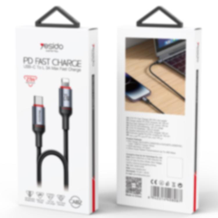 Yesido CA182 PD27W 3A USB-C / Type-Cから8ピン充電データケーブル、長さ：1.2m、CA182