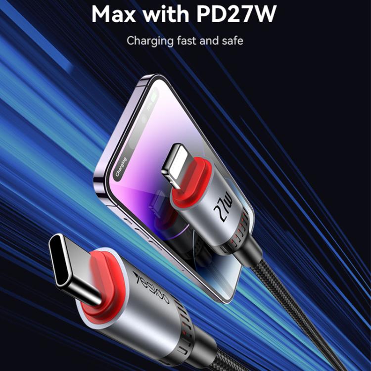 Yesido CA182 PD27W 3A USB-C / Type-Cから8ピン充電データケーブル、長さ：1.2m、CA182
