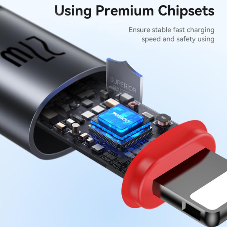 Yesido CA182 PD27W 3A USB-C / Type-Cから8ピン充電データケーブル、長さ：1.2m、CA182