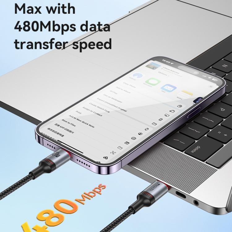 Yesido CA182 PD27W 3A USB-C / Type-Cから8ピン充電データケーブル、長さ：1.2m、CA182