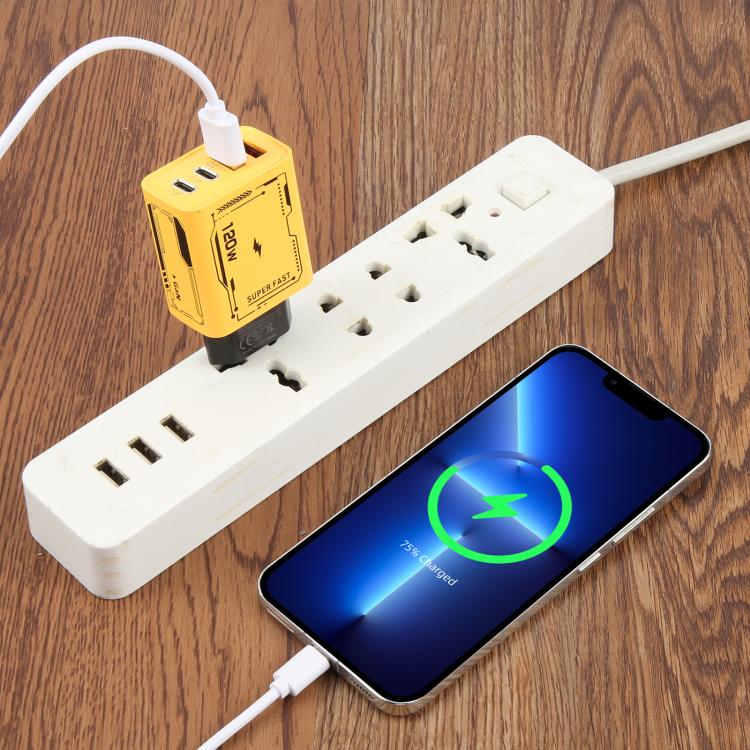 AR-PD14 GaN 120W 充電アダプター 4ポート 2 PD 2 QC 3.0 USB と USB-C / Type-C 急速充電器、EUプラグ、USプラグ