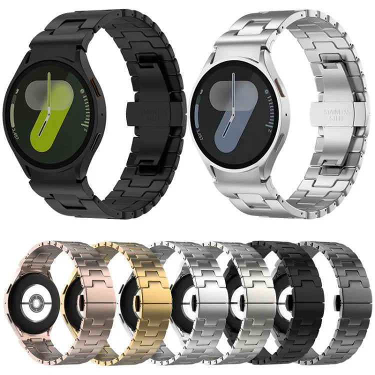 クイックリリースボタンH型ステンレススチール時計バンド、Samsung Galaxy Watch 7 / 6 / 5 / 4用