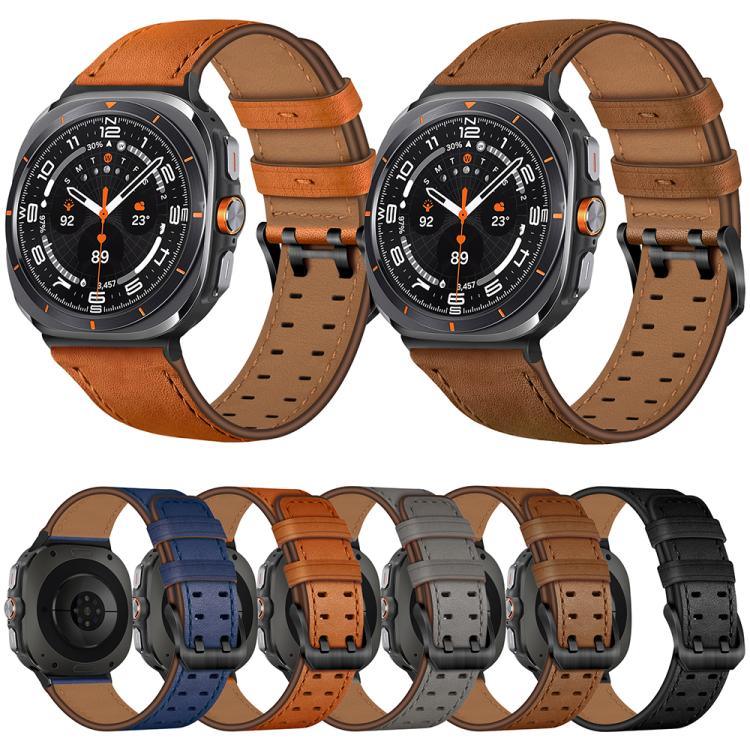 ダブルバックル本革時計バンド、Samsung Galaxy Watch Ultra / Ultra 2025用、Samsung Galaxy Watch8 / Watch8 Classic用