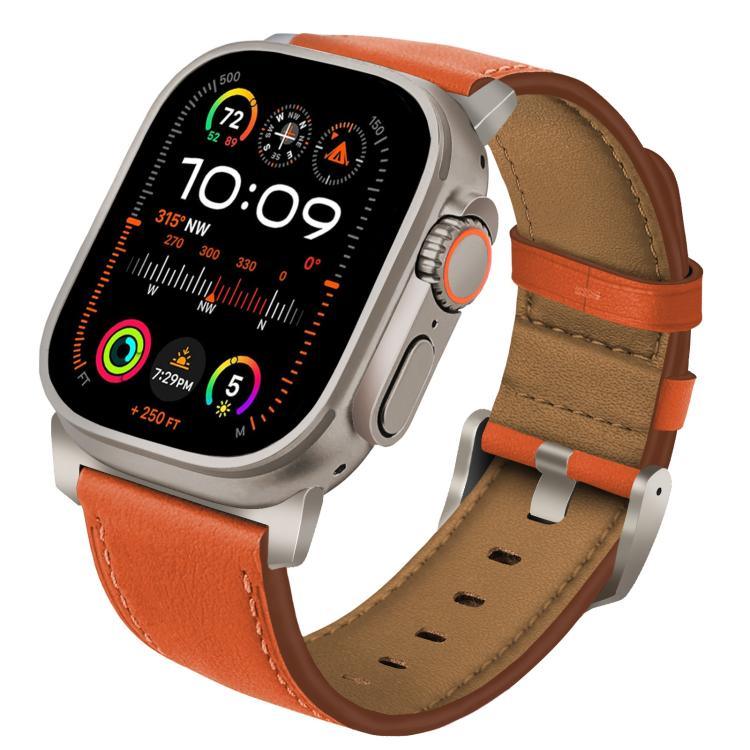 チタニウムバックルナッパ本革ウォッチバンド、Apple Watch 46mm / 49mm / 45mm / 44mm用