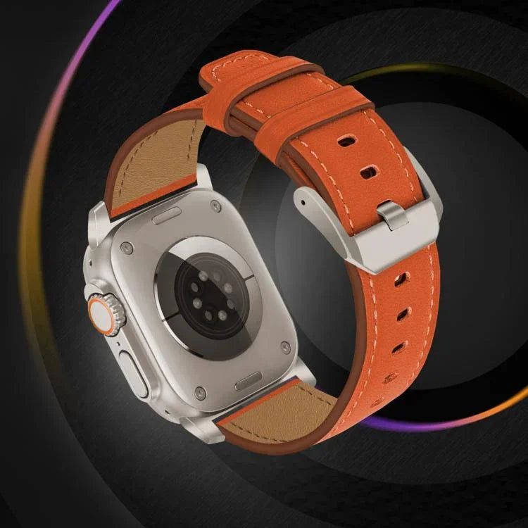 チタニウムバックルナッパ本革ウォッチバンド、Apple Watch 46mm / 49mm / 45mm / 44mm用
