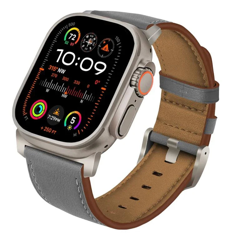 チタニウムバックルナッパ本革ウォッチバンド、Apple Watch 46mm / 49mm / 45mm / 44mm用