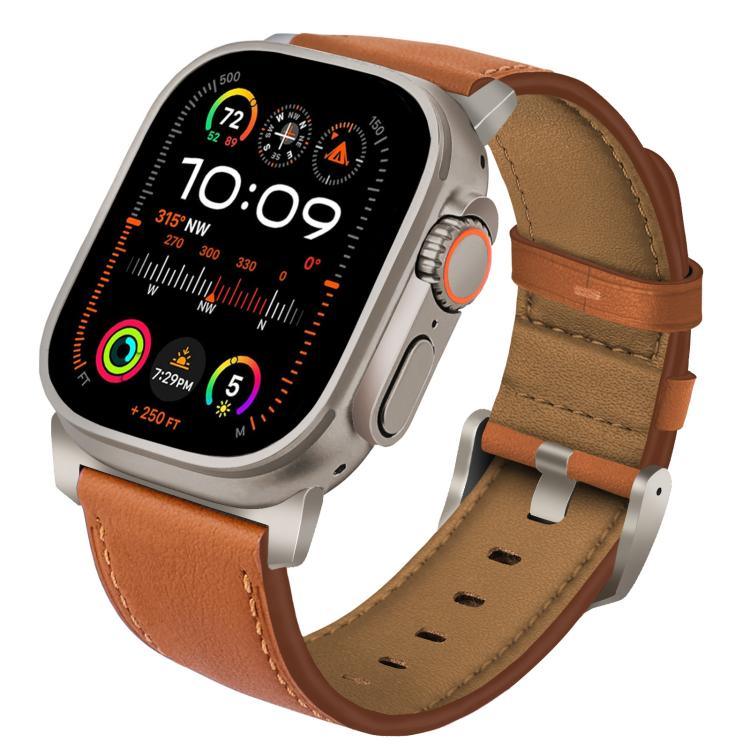 チタニウムバックルナッパ本革ウォッチバンド、Apple Watch 46mm / 49mm / 45mm / 44mm用