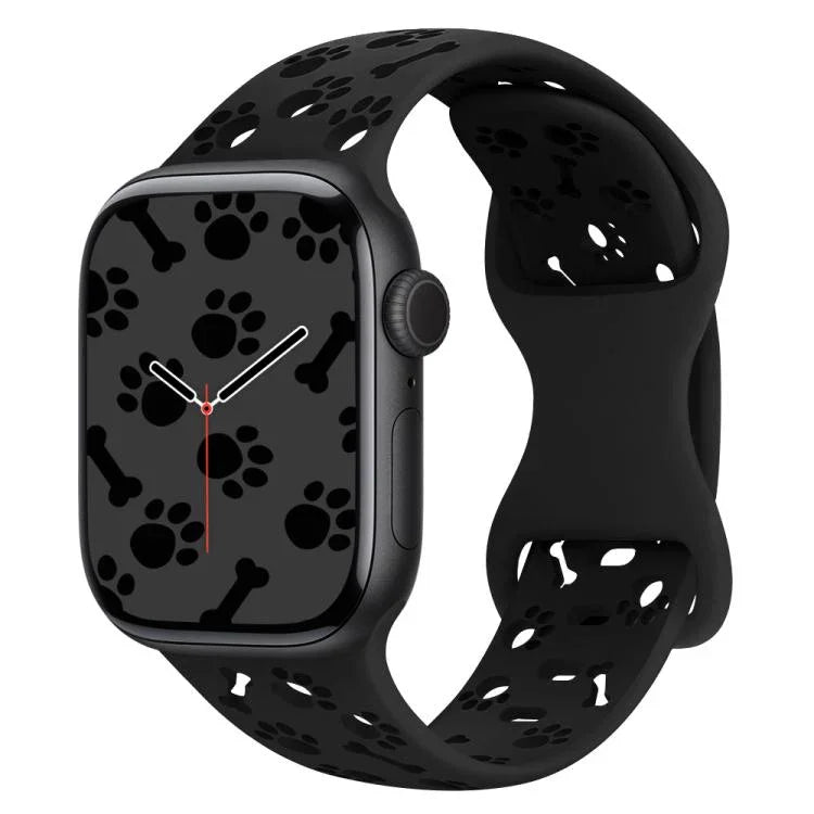 犬の足跡ボーンバタフライバックルシリコンウォッチバンド、Apple Watch 46mm / 49mm / 45mm / 44mm用、Apple Watch 42mm / 41mm / 40mm / 38mm用