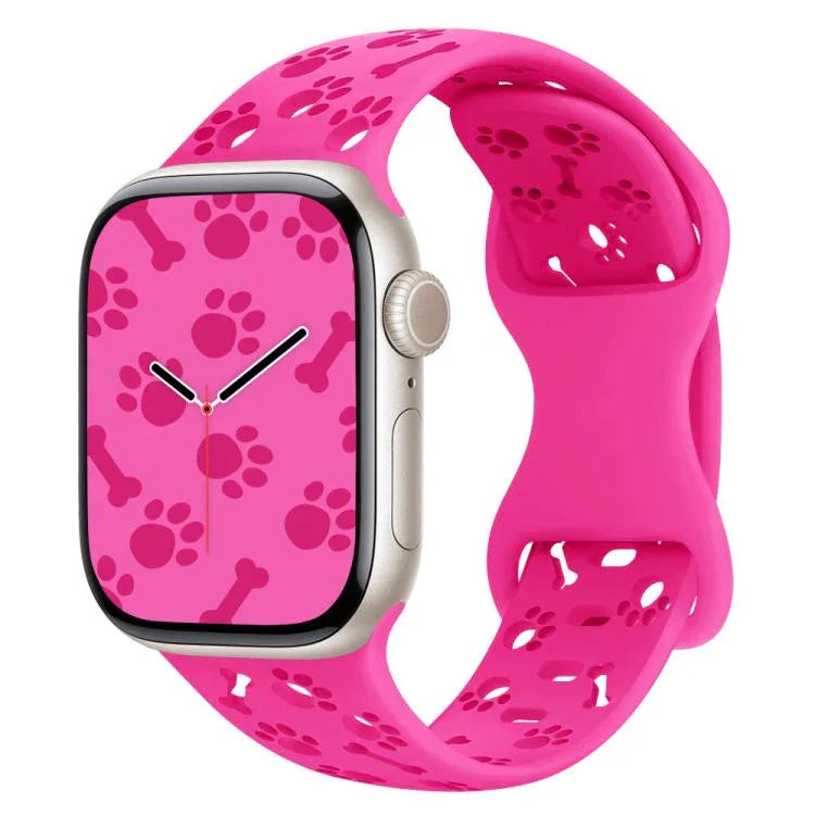 犬の足跡ボーンバタフライバックルシリコンウォッチバンド、Apple Watch 46mm / 49mm / 45mm / 44mm用、Apple Watch 42mm / 41mm / 40mm / 38mm用