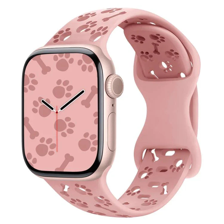 犬の足跡ボーンバタフライバックルシリコンウォッチバンド、Apple Watch 46mm / 49mm / 45mm / 44mm用、Apple Watch 42mm / 41mm / 40mm / 38mm用
