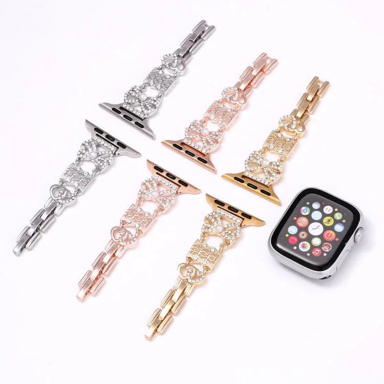 リボンジュエリーバックルステンレススチールウォッチバンド、Apple Watch 46mm / 49mm / 45mm / 44mm用、Apple Watch 42mm / 41mm / 40mm / 38mm用