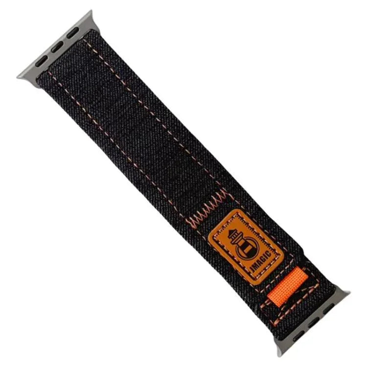 デニムナイロンフック＆ループファスナーカンバスウォッチバンド、Apple Watch 46mm / 49mm / 45mm / 44mm用、Apple Watch 42mm / 41mm / 40mm / 38mm用