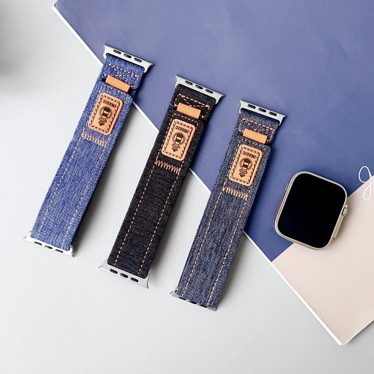 デニムナイロンフック＆ループファスナーカンバスウォッチバンド、Apple Watch 46mm / 49mm / 45mm / 44mm用、Apple Watch 42mm / 41mm / 40mm / 38mm用