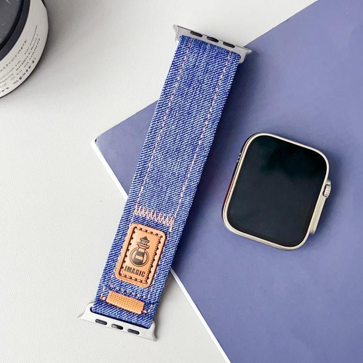 デニムナイロンフック＆ループファスナーカンバスウォッチバンド、Apple Watch 46mm / 49mm / 45mm / 44mm用、Apple Watch 42mm / 41mm / 40mm / 38mm用