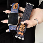 デニムナイロンフック＆ループファスナーカンバスウォッチバンド、Apple Watch 46mm / 49mm / 45mm / 44mm用、Apple Watch 42mm / 41mm / 40mm / 38mm用