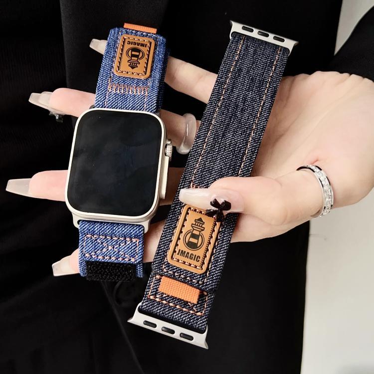 デニムナイロンフック＆ループファスナーカンバスウォッチバンド、Apple Watch 46mm / 49mm / 45mm / 44mm用、Apple Watch 42mm / 41mm / 40mm / 38mm用